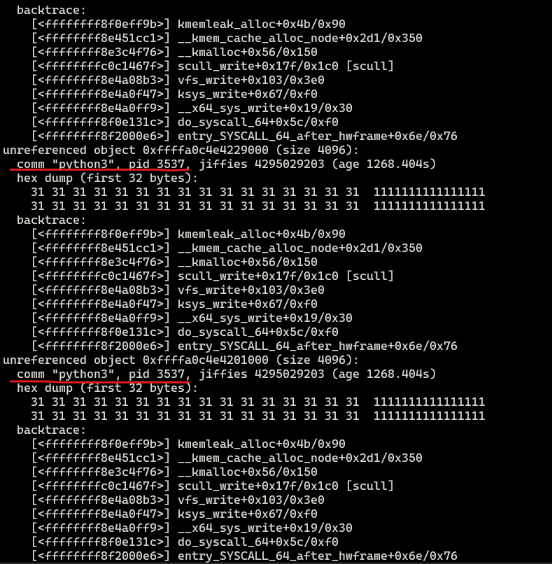 report of memory leak